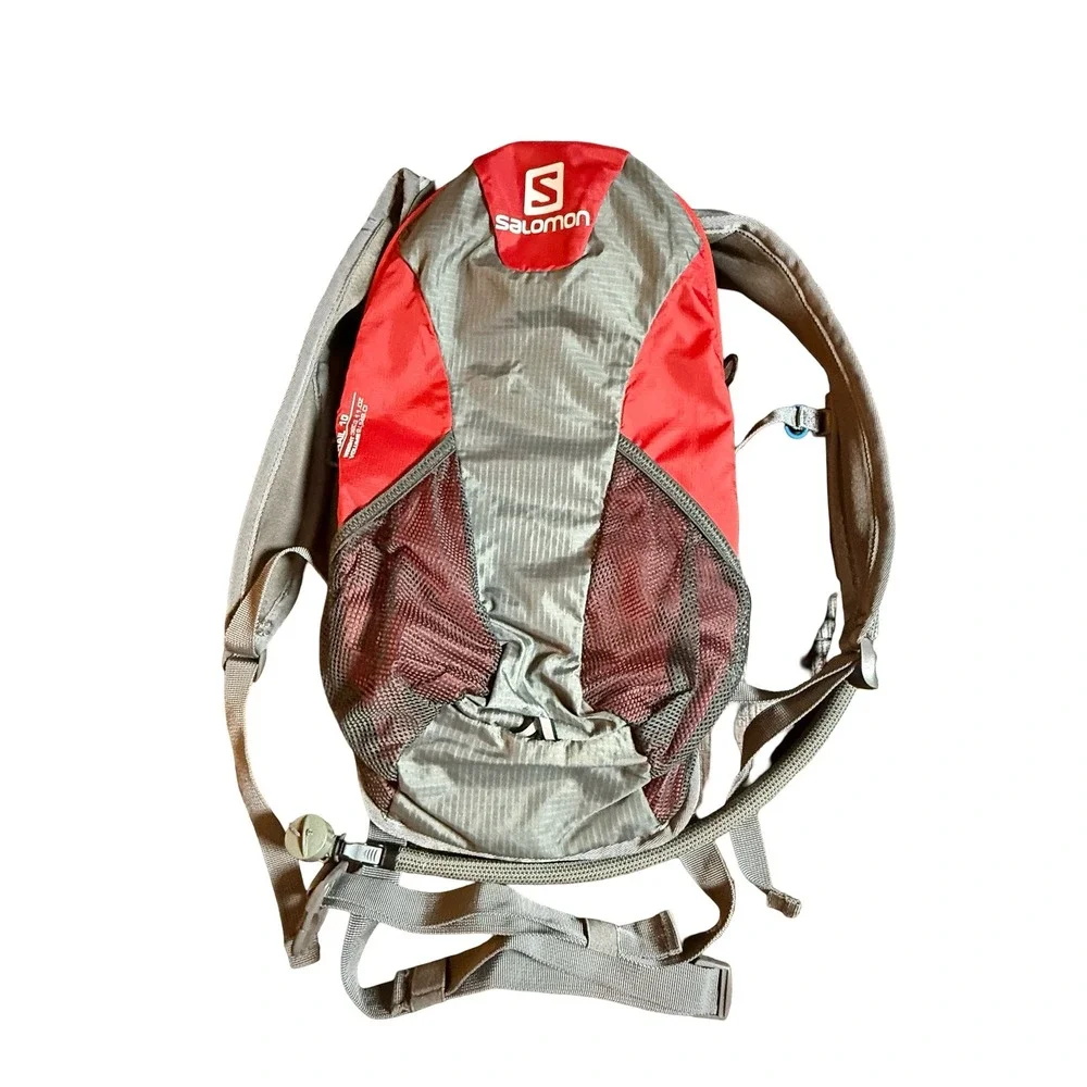 Salomon Trail 10 Hydration Pack Backpack Red Grey Airvent Agility 9L Hiking Run